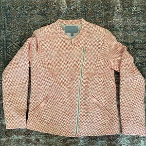 Classiques Entier Red Honey Cream Tweed Moto Full Zip Blazer